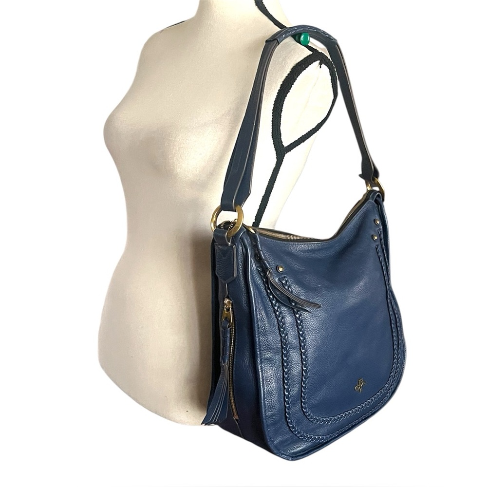 orYANY Madelyn Hobo Pebbled Leather Braided Trim Handbag.